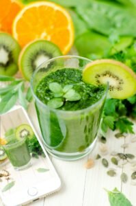 A selection of fresh fruits and vegetables that help detox the body naturally